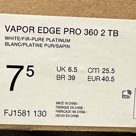 Nike Vapor Edge Pro 360 2 TB Football Cleats White / Green FJ1581-130 Size 7.5 - Picture 10 of 10